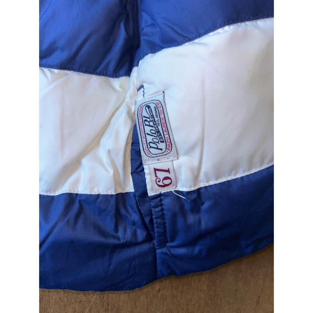 Polo Ralph Lauren Kids Reversible Puffer Vest Purple Blue White Striped Crest - Picture 7 of 12